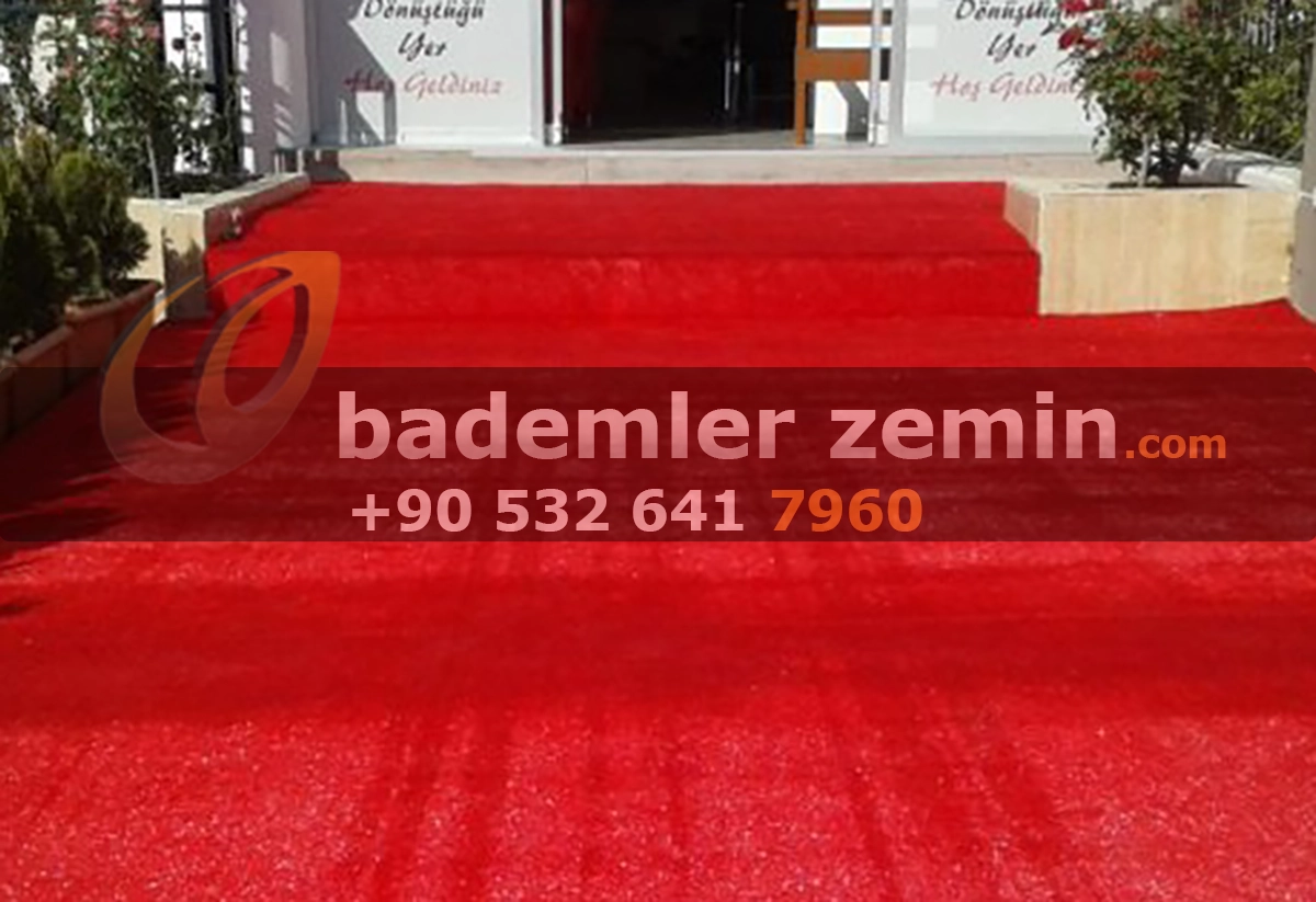 7mm Kırmızı Çim Halı - Anaokulu İçin Uygun Çim Halı - Görsel 3