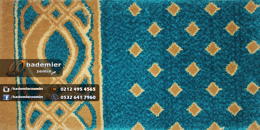 Turkuaz Saflı Desen Cami Halısı